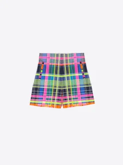 Vilagallo Bermuda Short Sandra Multicolour Check Gabardina New