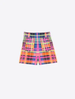 Vilagallo Bermuda Short Sandra Multicolour Check Gabardina New