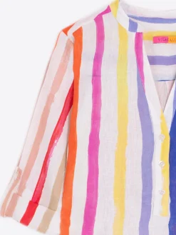 Vilagallo Camisa 100% Lino Rayas Acuarela Online