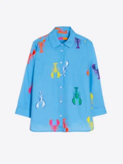 Vilagallo Camisa Algodon Estampado Langosta Multicolor Outlet