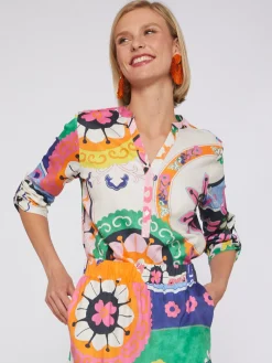 Vilagallo Camisa Algodon Satin Suzani Print Shop