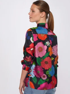 Vilagallo Camisa De Seda Maxi Flowers Fashion