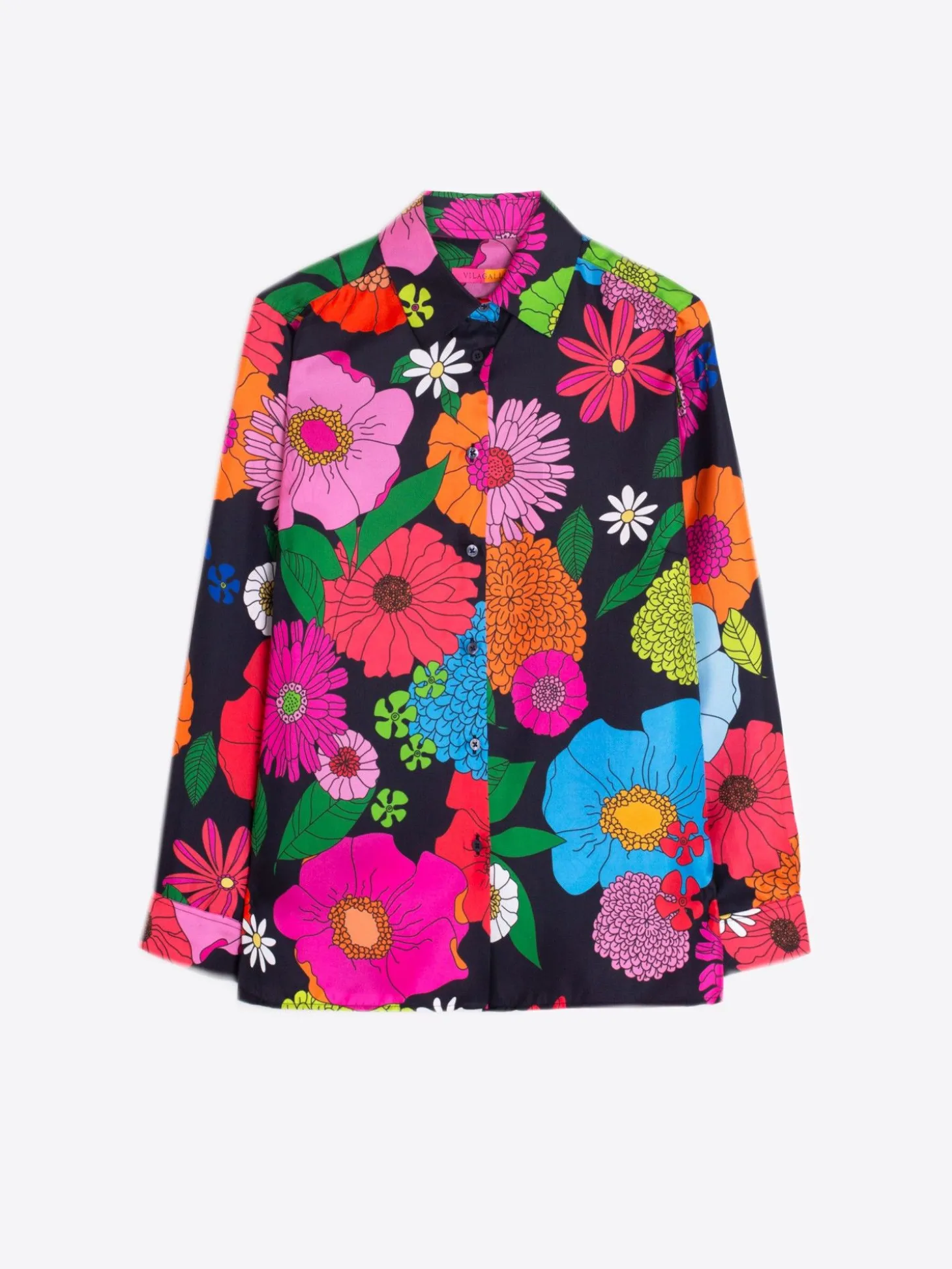Vilagallo Camisa De Seda Maxi Flowers Fashion