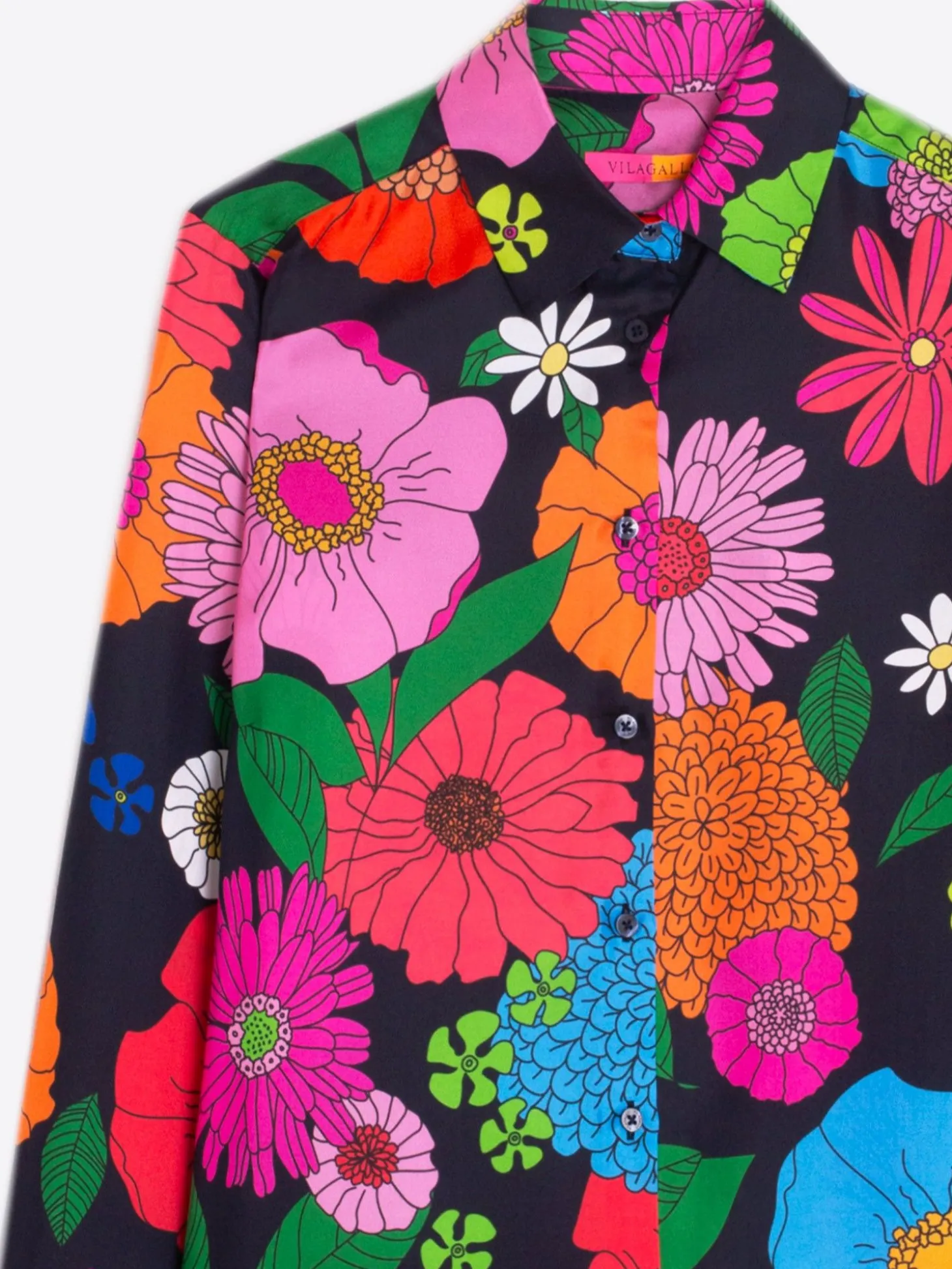 Vilagallo Camisa De Seda Maxi Flowers Fashion