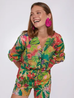 Vilagallo Camisa Ebba Tropical Print Voile Cheap