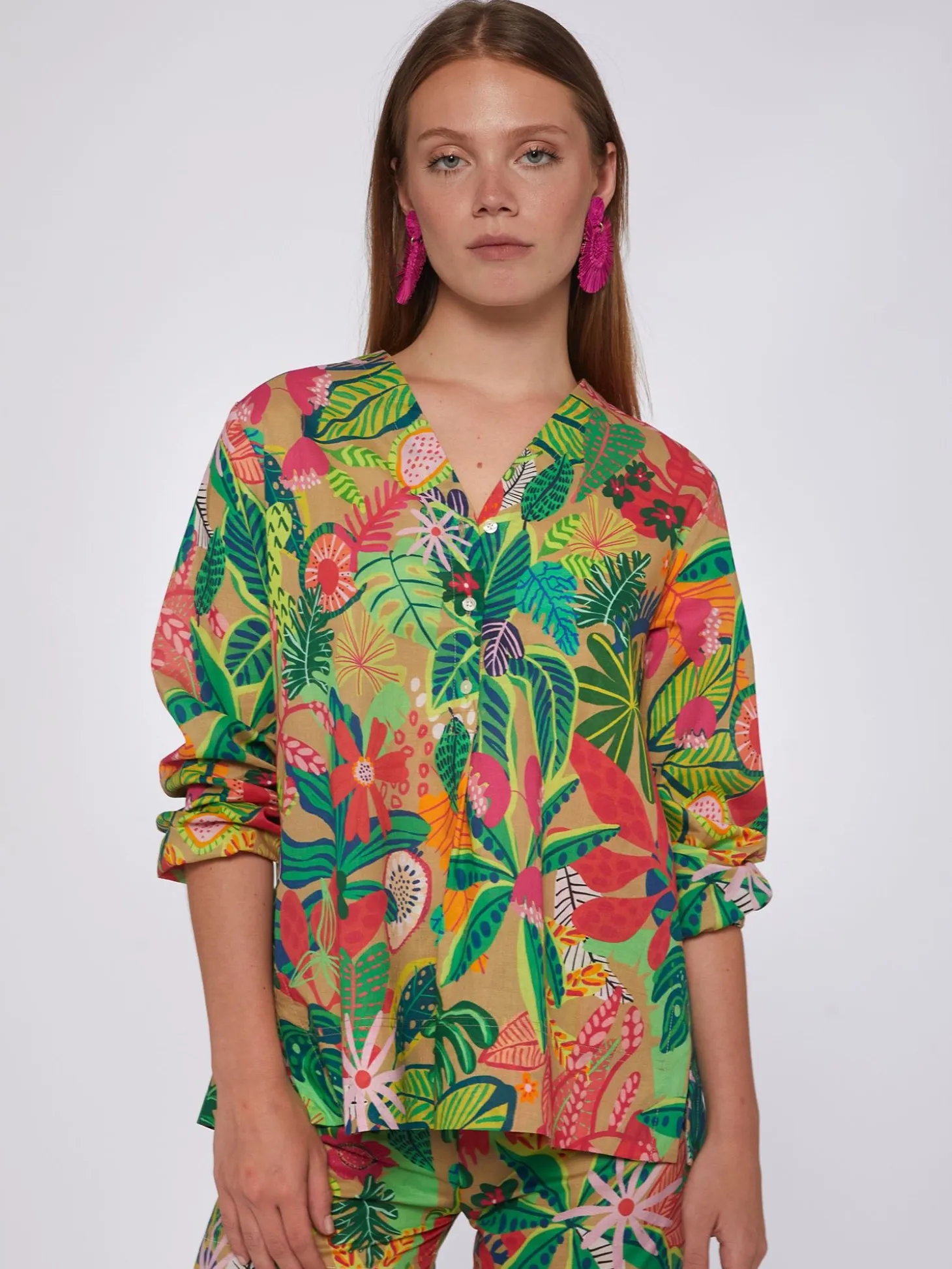 Vilagallo Camisa Ebba Tropical Print Voile Cheap