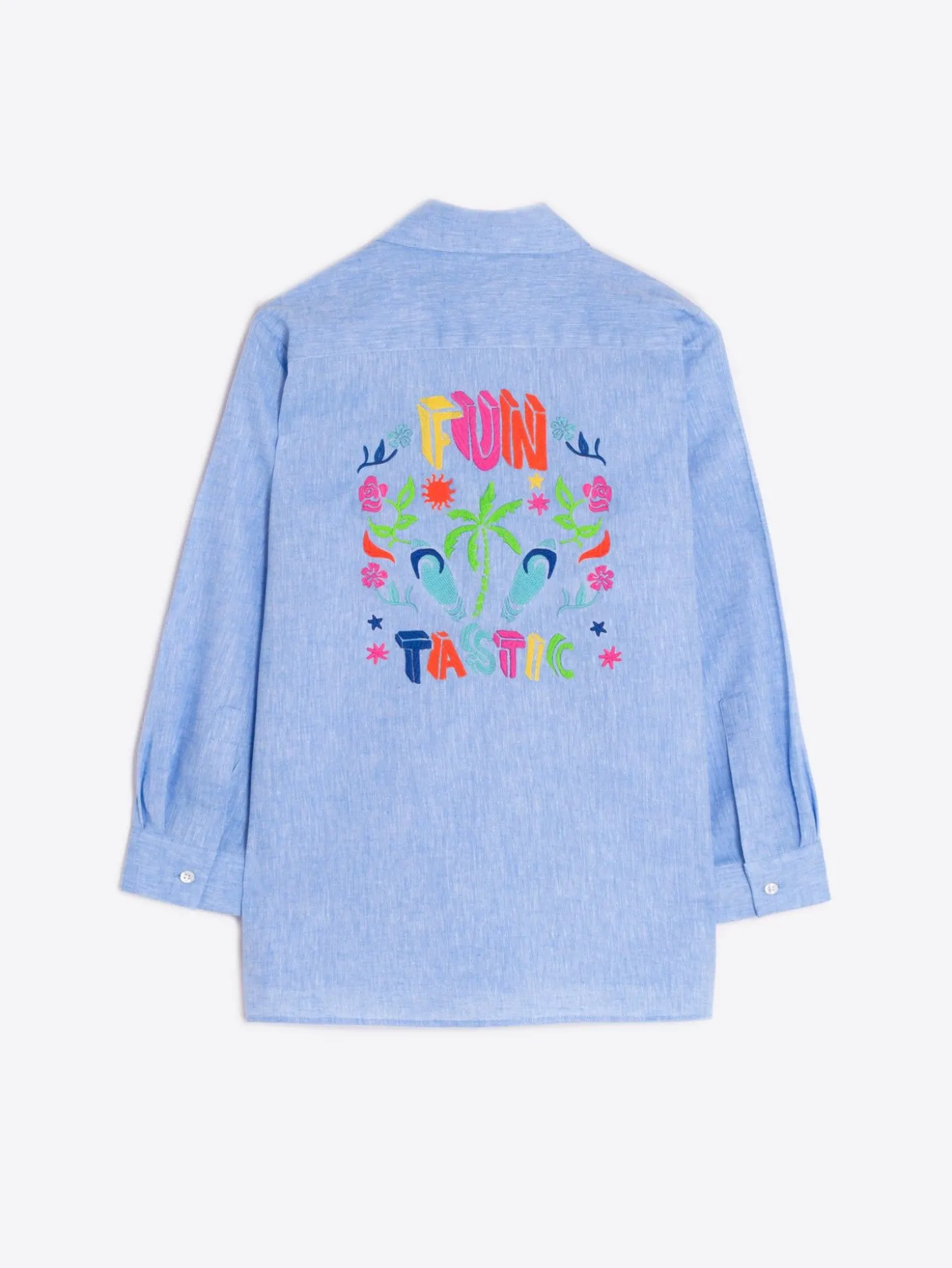 Vilagallo Camisa Espalda Bordada Funtastic Lino Algodon Fashion