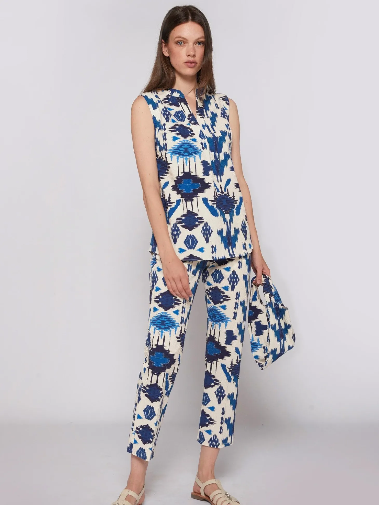 Vilagallo Camisa Estampado Ikat Azul Shop