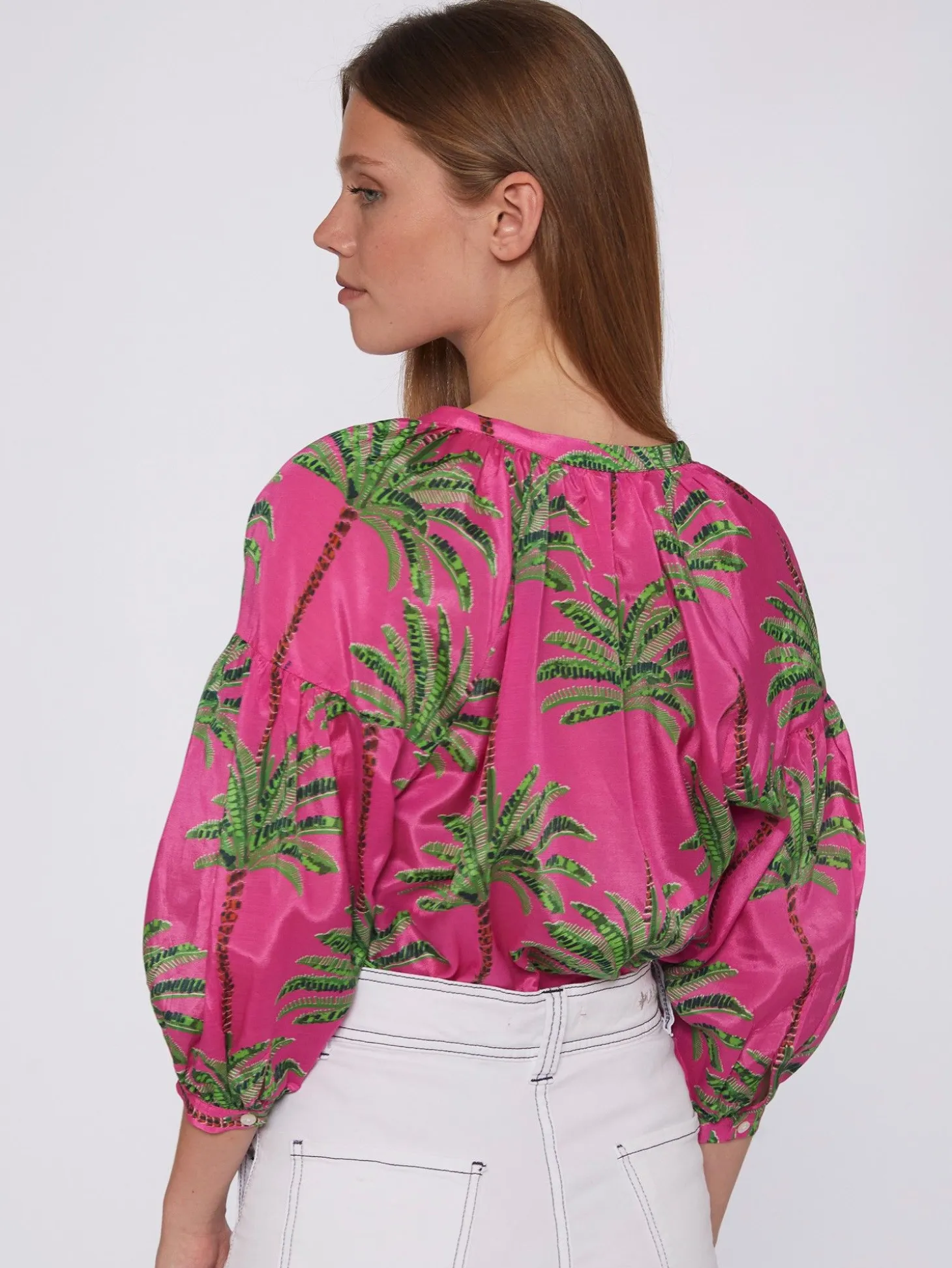 Vilagallo Camisa Estampado Palmeras Rosa Fashion