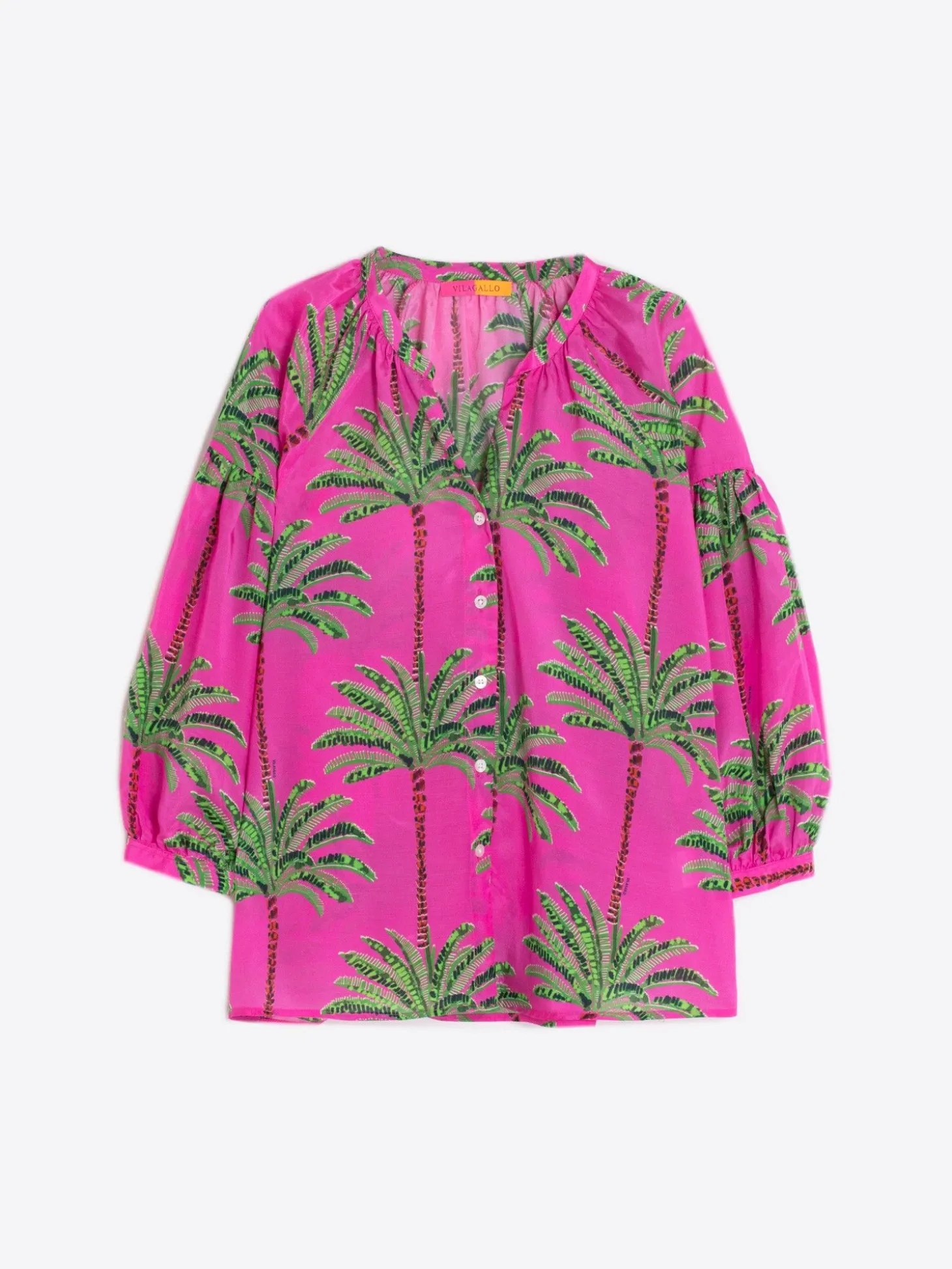Vilagallo Camisa Estampado Palmeras Rosa Fashion