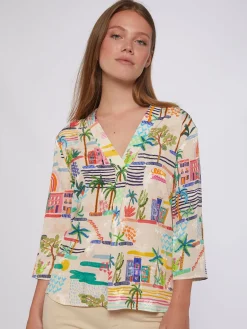 Vilagallo Camisa Fluida Estampado Villajoyosa Acuarela Outlet