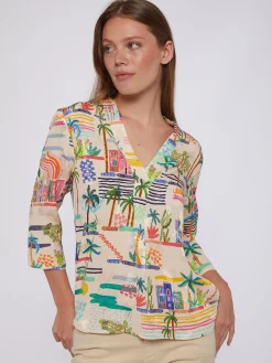 Vilagallo Camisa Fluida Estampado Villajoyosa Acuarela Outlet