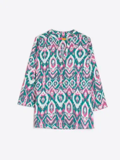 Vilagallo Camisa Francina Ikat Green Pink Gold Best Sale