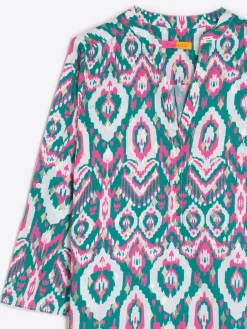 Vilagallo Camisa Francina Ikat Green Pink Gold Best Sale