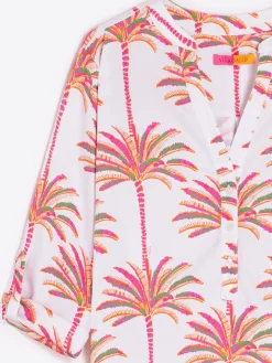 Vilagallo Camisa Francina Pink Palm Tree Print Flash Sale