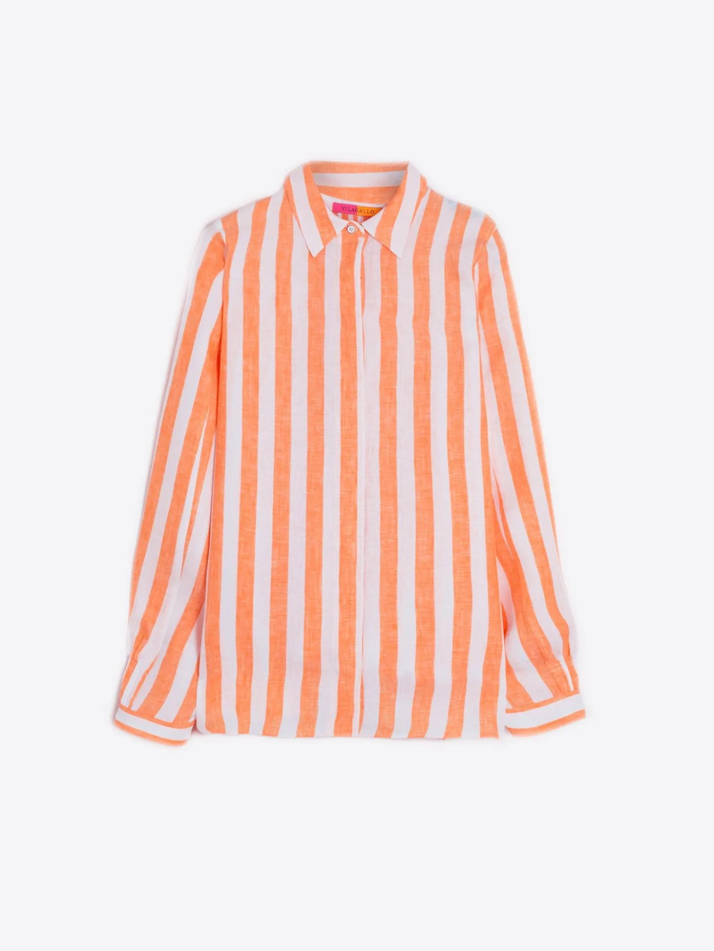 Vilagallo Camisa Ginger Orange Linen Stripes Sale