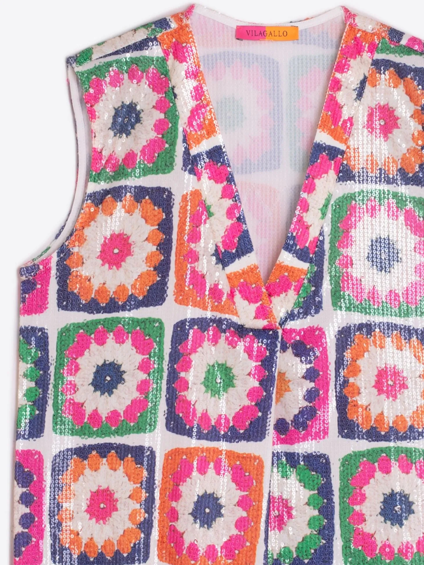 Vilagallo Camisa Lentejuelas Crochet New