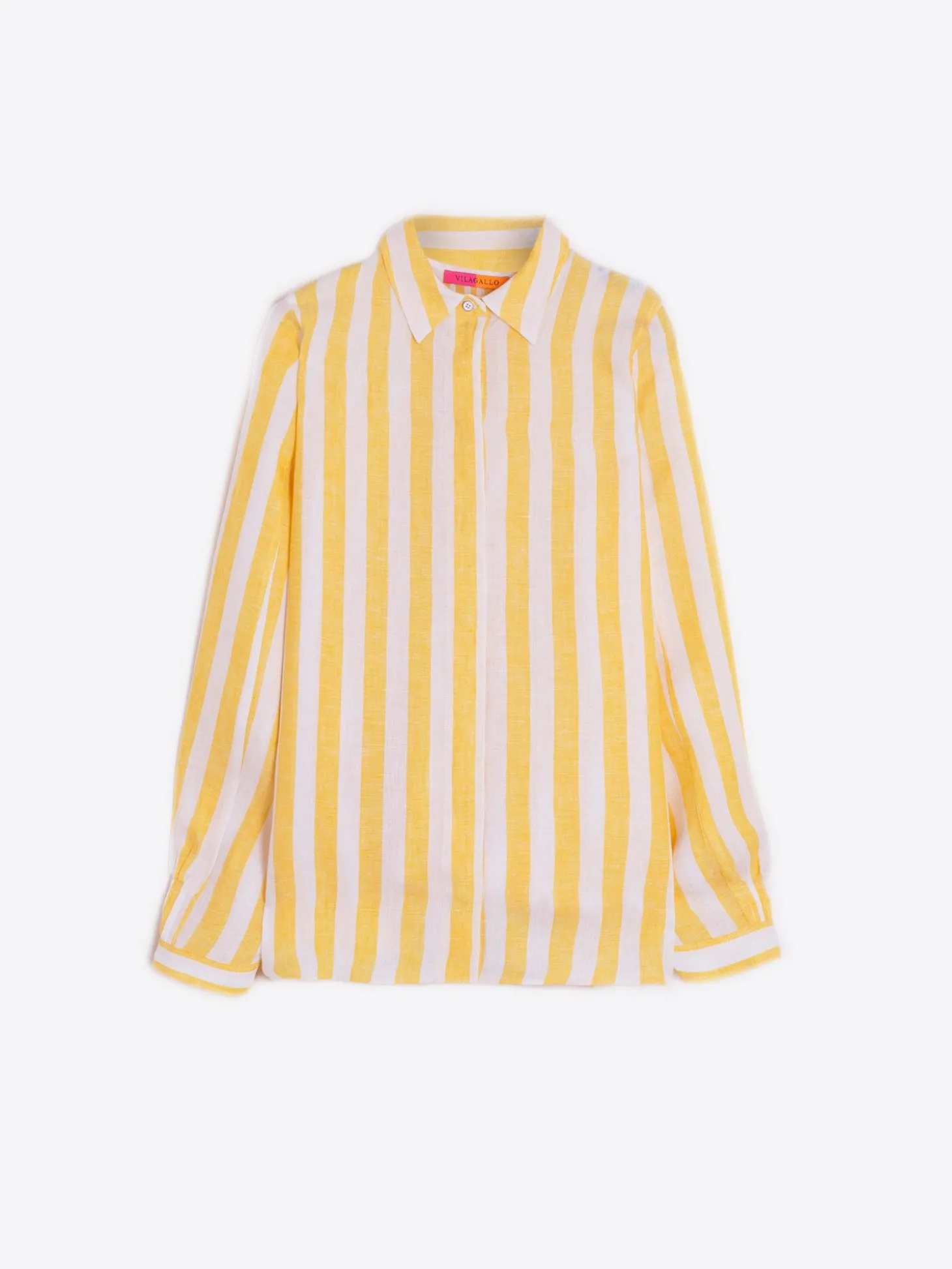 Vilagallo Camisa Lino Rayas Amarillas Hot