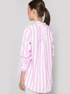 Vilagallo Camisa Lino Rayas Rosas Fashion
