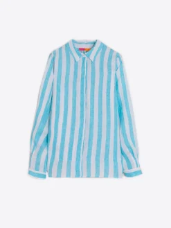 Vilagallo Camisa Lino Rayas Turquesas Hot