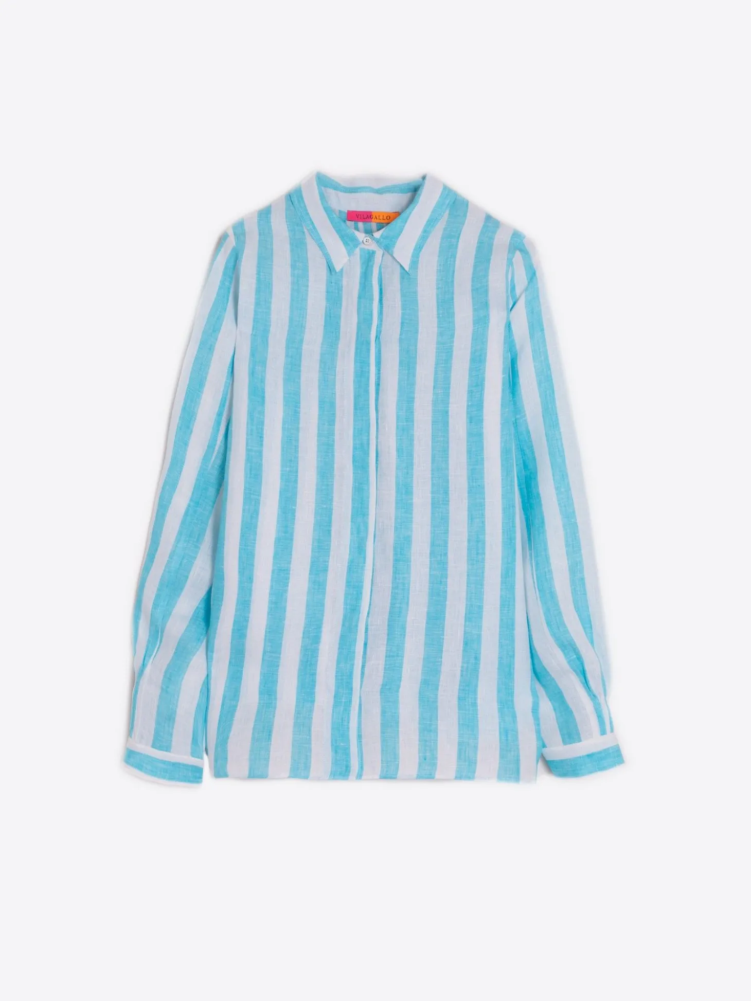 Vilagallo Camisa Lino Rayas Turquesas Hot