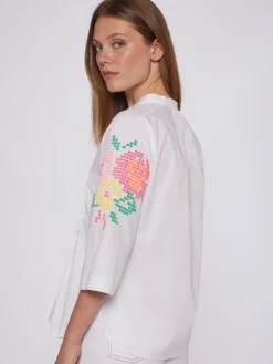 Vilagallo Camisa Mangas Bordadas Punto De Cruz Discount