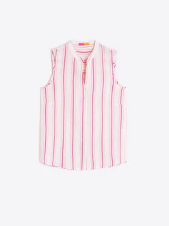 Vilagallo Camisa Rayas Fluor Rosa Y Camel Cheap