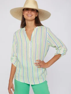 Vilagallo Camisa Rayas Neon Azul Verde Best Sale