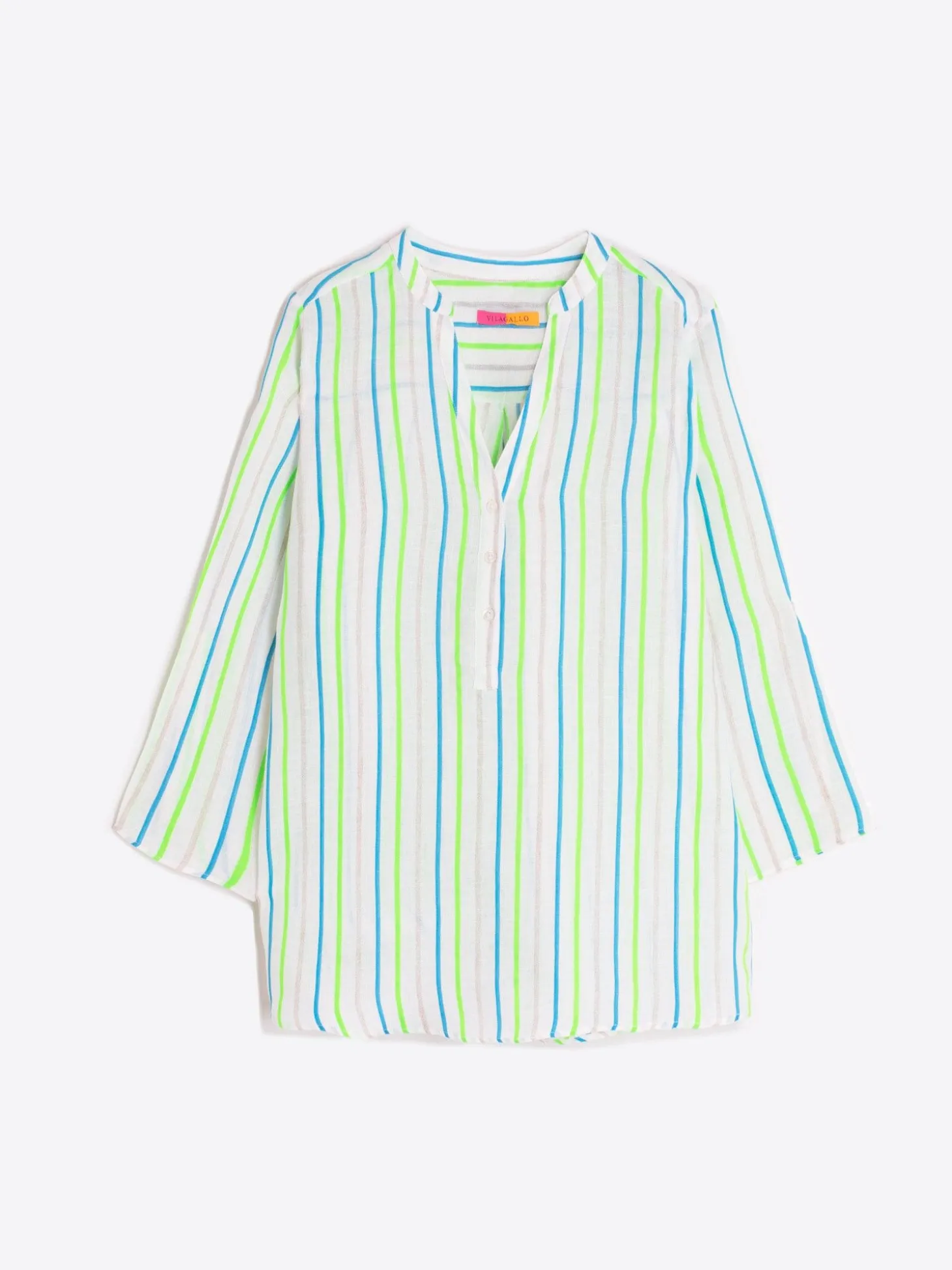 Vilagallo Camisa Rayas Neon Azul Verde Best Sale