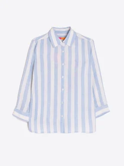 Vilagallo Camisa Sara Emb Blue Linen Stripe L Best