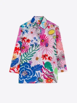 Vilagallo Camisa Sara Maxi Watercolour Flower Flash Sale