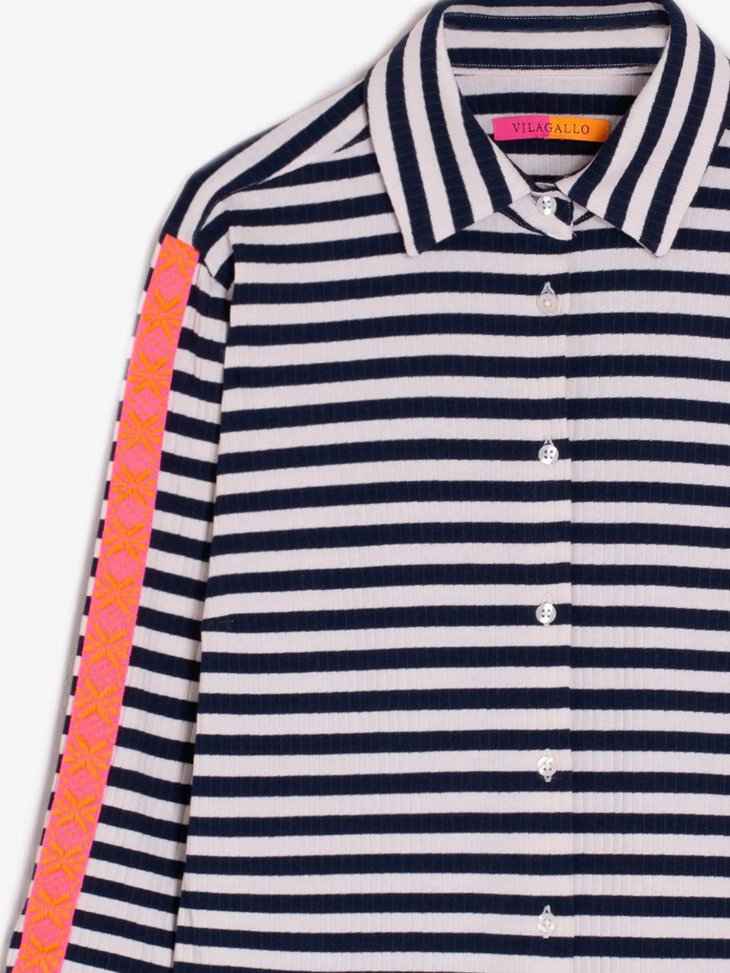 Vilagallo Camisa Sara Navy Stripe Canale Discount