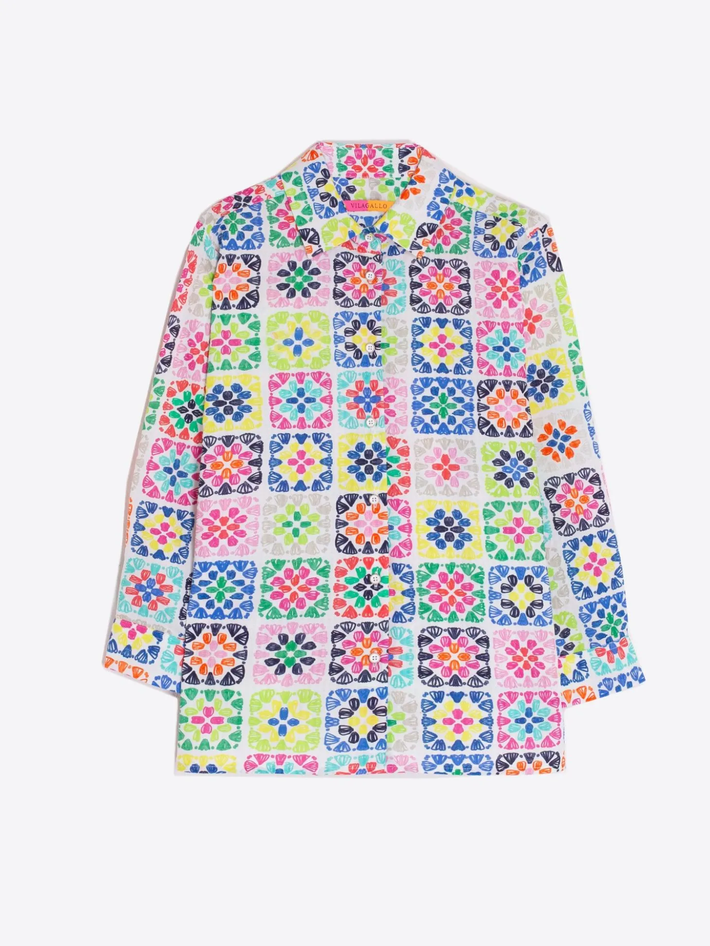 Vilagallo Camisa Seersucker Estampado Crochet New