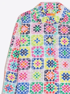 Vilagallo Camisa Seersucker Estampado Crochet New