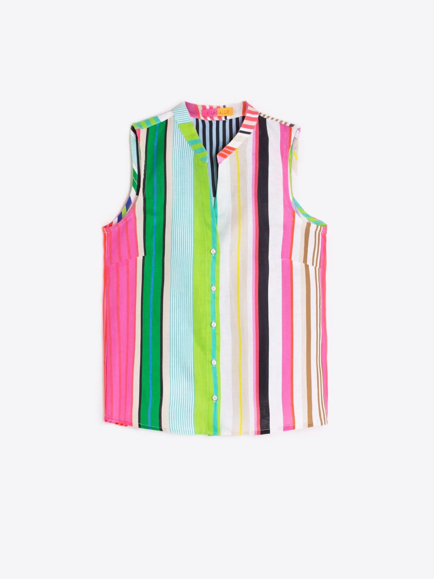 Vilagallo Camisa Sin Mangas 100% Lino Rayas Best