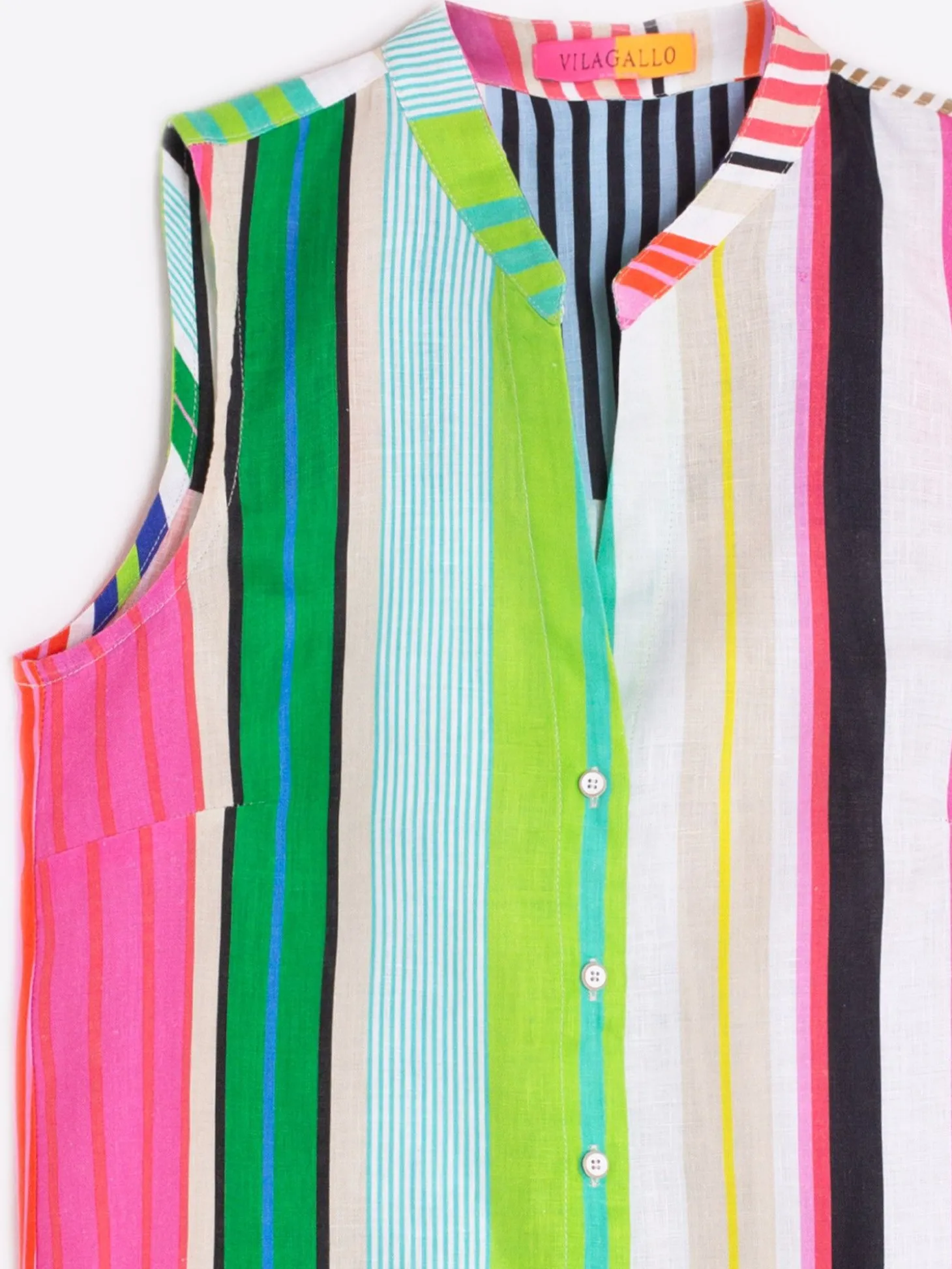 Vilagallo Camisa Sin Mangas 100% Lino Rayas Best
