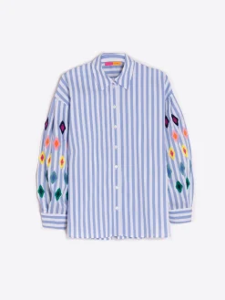 Vilagallo Camisa Vernen Emb Light Blue Stripe Fashion