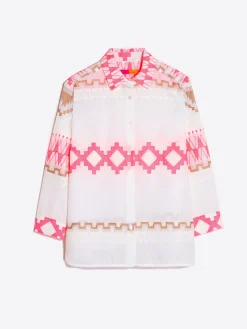 Vilagallo Camisa Voile Jacquard Rosa Y Camel Sale