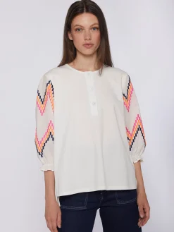 Vilagallo Camiseta Bordado En Mangas Zig-Zag Cheap