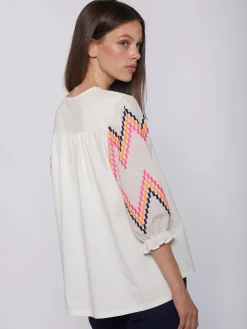 Vilagallo Camiseta Bordado En Mangas Zig-Zag Cheap