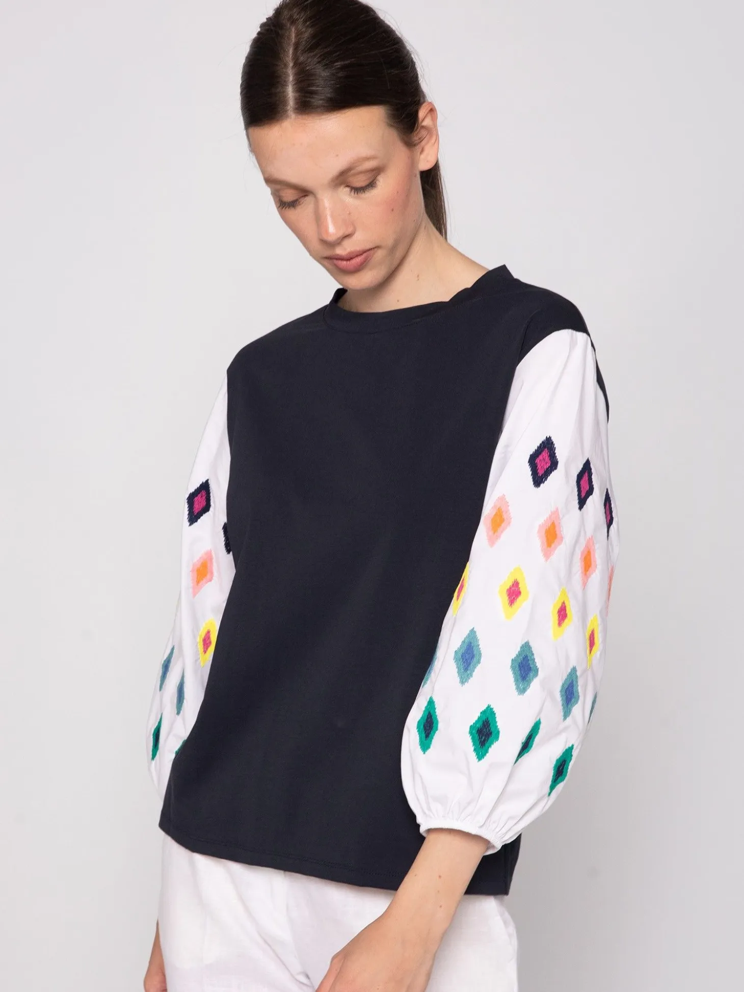 Vilagallo Camiseta Mangas Bordadas Ikat Clearance