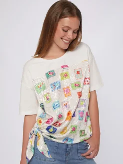 Vilagallo Camiseta Nudo Delantero Sellos Jacquard Best Sale