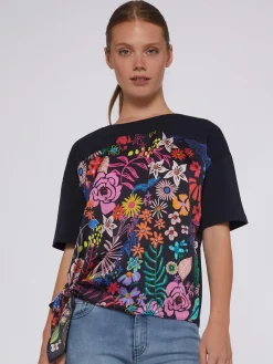 Vilagallo Camiseta Nudo Estampado Flores Pintadas Sale
