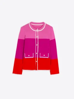 Vilagallo Cardigan Punto Tricolor Rosa Naranja Cheap
