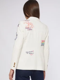 Vilagallo Chaqueta Bordada Punto Blanco Perfect Fit Fashion