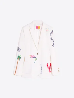 Vilagallo Chaqueta Bordada Punto Blanco Perfect Fit Fashion