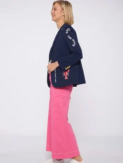 Vilagallo Chaqueta Bordada Punto Navy Perfect Fit Discount