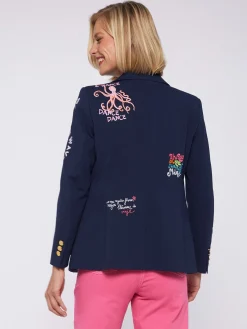 Vilagallo Chaqueta Bordada Punto Navy Perfect Fit Discount