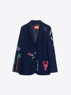 Vilagallo Chaqueta Bordada Punto Navy Perfect Fit Discount