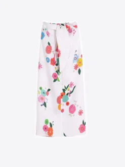 Vilagallo Falda Pareo Flores 100% Lino Outlet